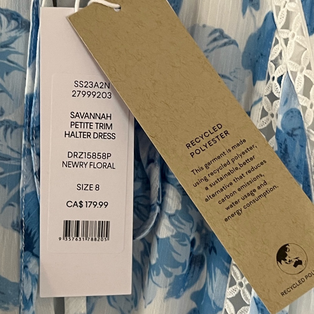 NWT White & Blue Floral Sleeveless Summer Dress Size 8 Petite by Ever New Petite - Picture 7 of 7